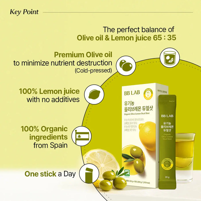 Organic Olive Lemon Dual Shot 65:35, 20g x 10 Sticks
